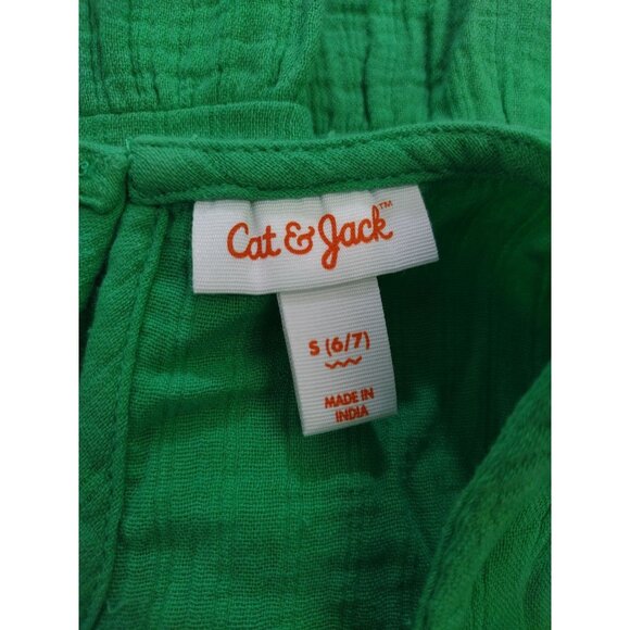 Cat & Jack Girls Short Sleeve Cotton Dress, Green, Size S 6/7. NWT - Picture 3 of 7